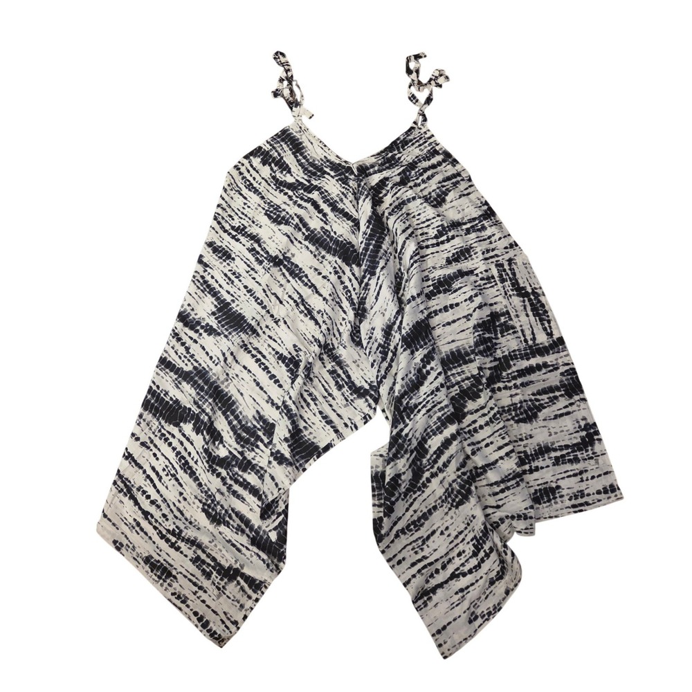 Rhea Navy White Tie Dye Handkerchief Hem Tank Top L/XL Made in India